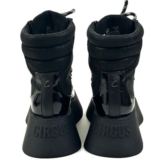 Circus NY by Sam Edelman Gail Black Lace-up Hiker Platform Boots Womens 6M New - Picture 4 of 13